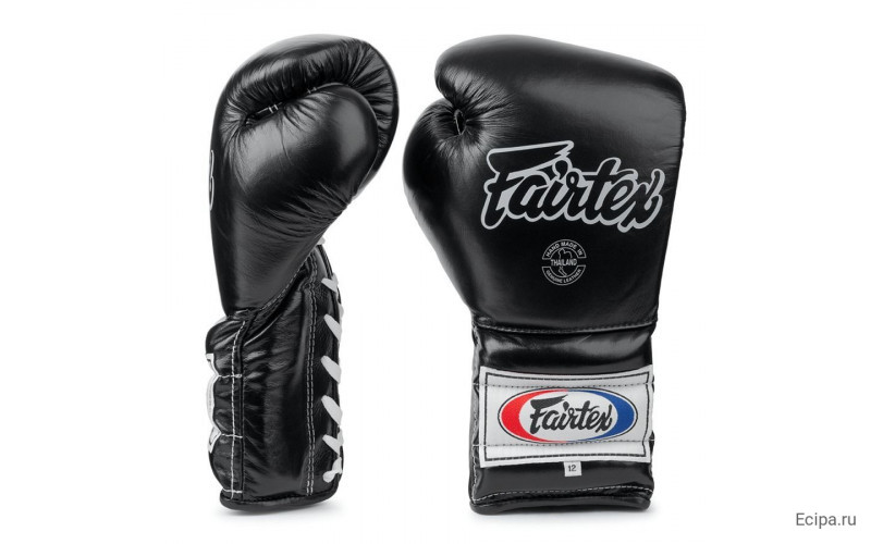 Боксерские перчатки на шнурке Fairtex BGL7 black 12 oz